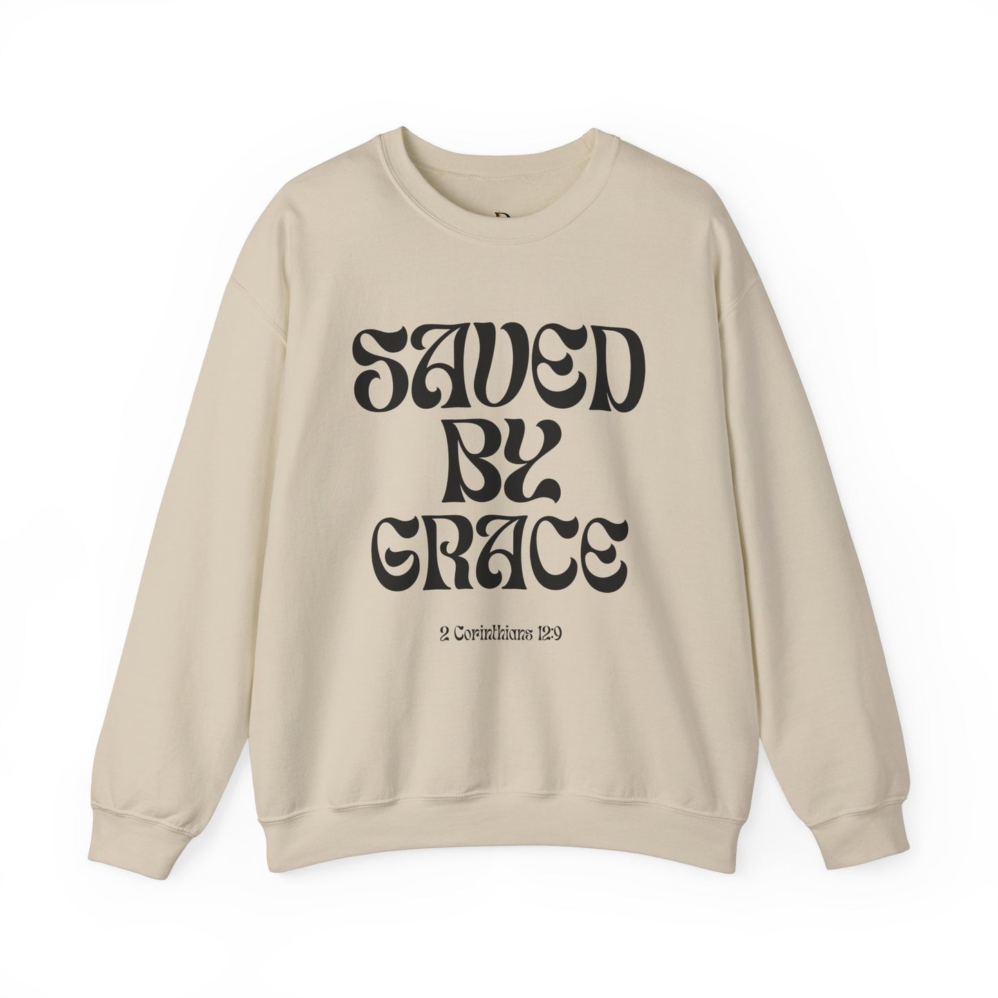 Saved by Grace (Black Letter) Unisex Heavy Blend™ Crewneck Sweatshirt