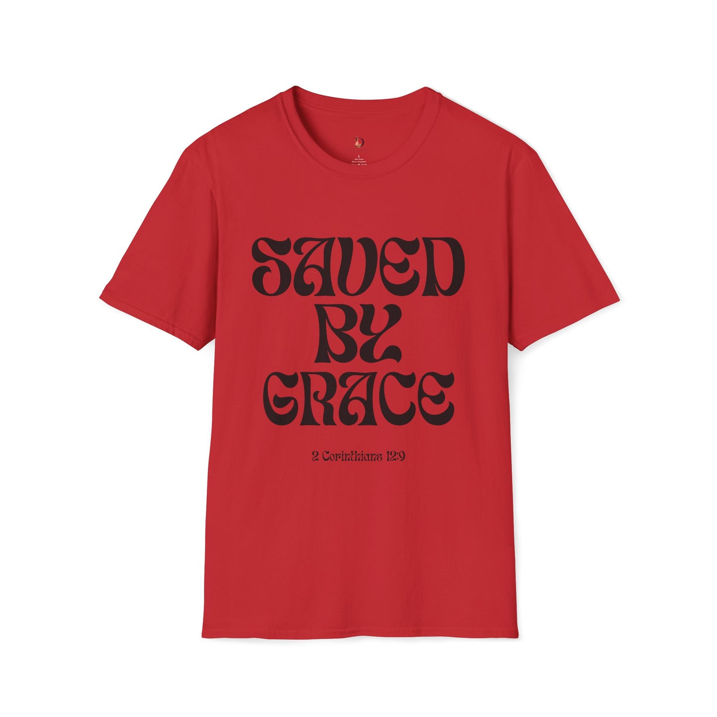 Saved by Grace (Black Letter) Unisex Softstyle T-Shirt