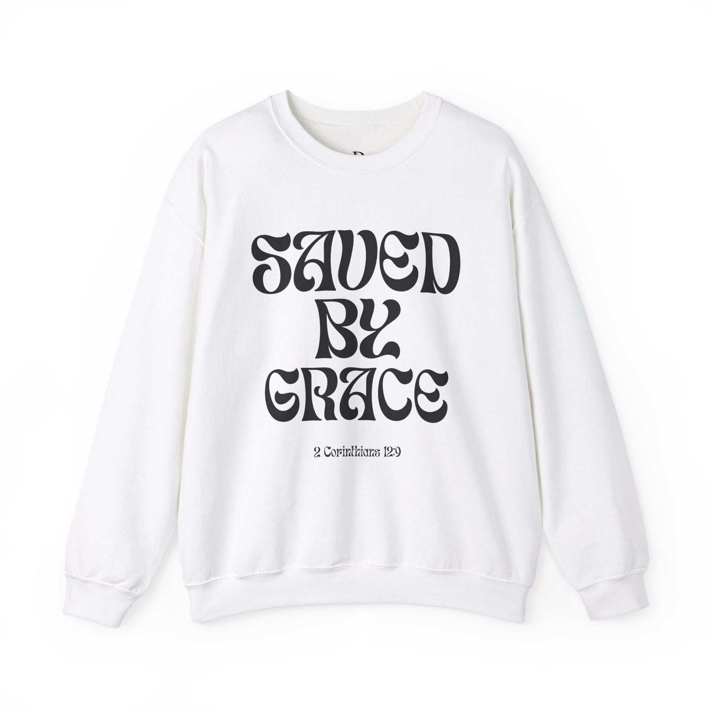 Saved by Grace (Black Letter) Unisex Heavy Blend™ Crewneck Sweatshirt