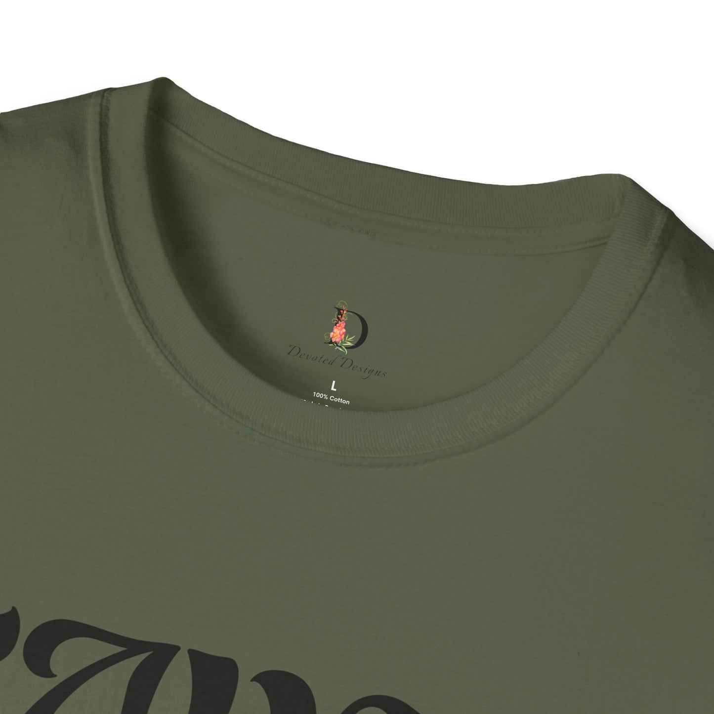 Saved by Grace (Black Letter) Unisex Softstyle T-Shirt