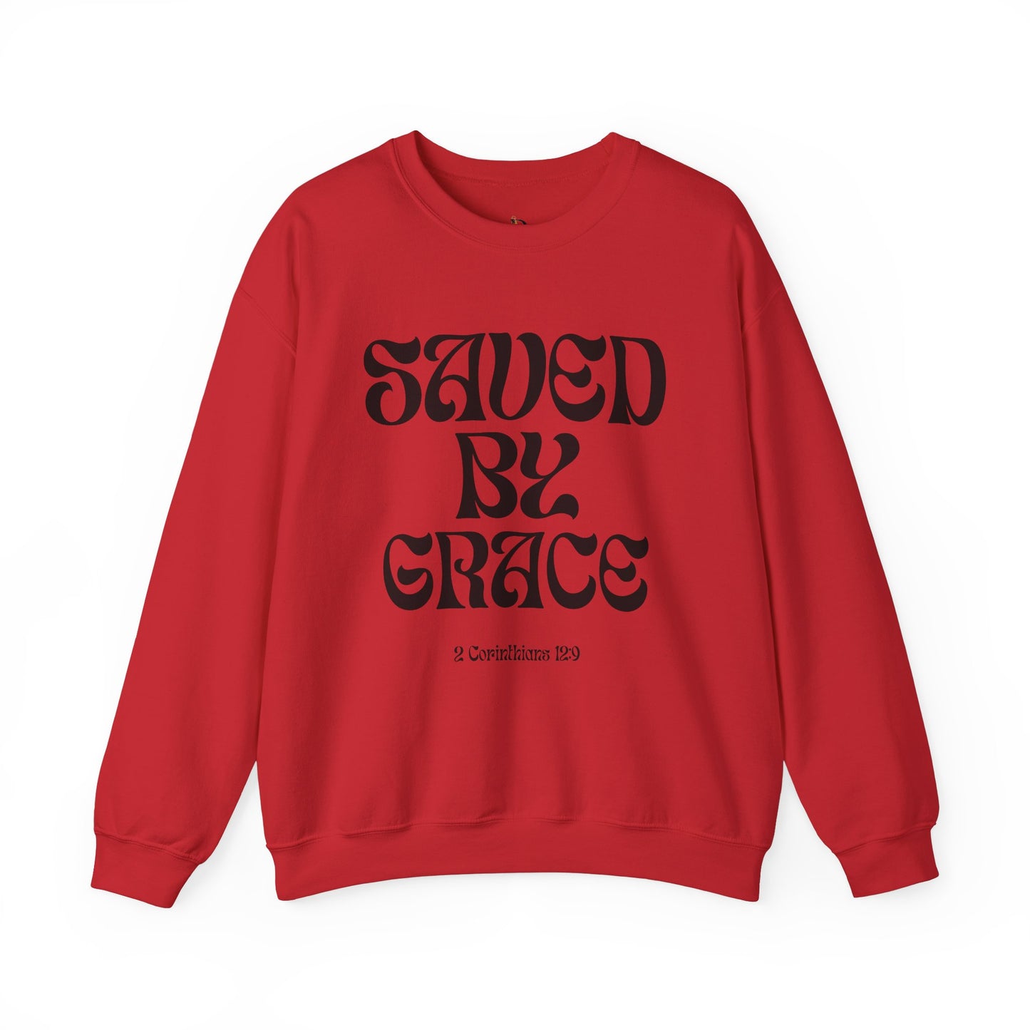 Saved by Grace (Black Letter) Unisex Heavy Blend™ Crewneck Sweatshirt
