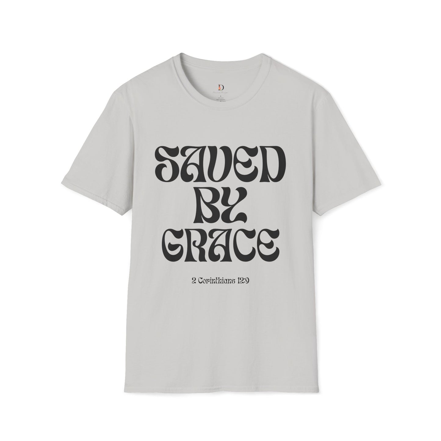 Saved by Grace (Black Letter) Unisex Softstyle T-Shirt