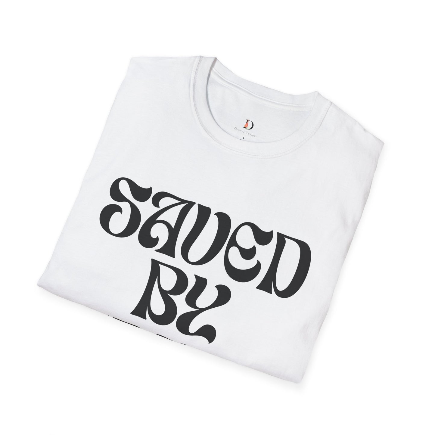 Saved by Grace (Black Letter) Unisex Softstyle T-Shirt