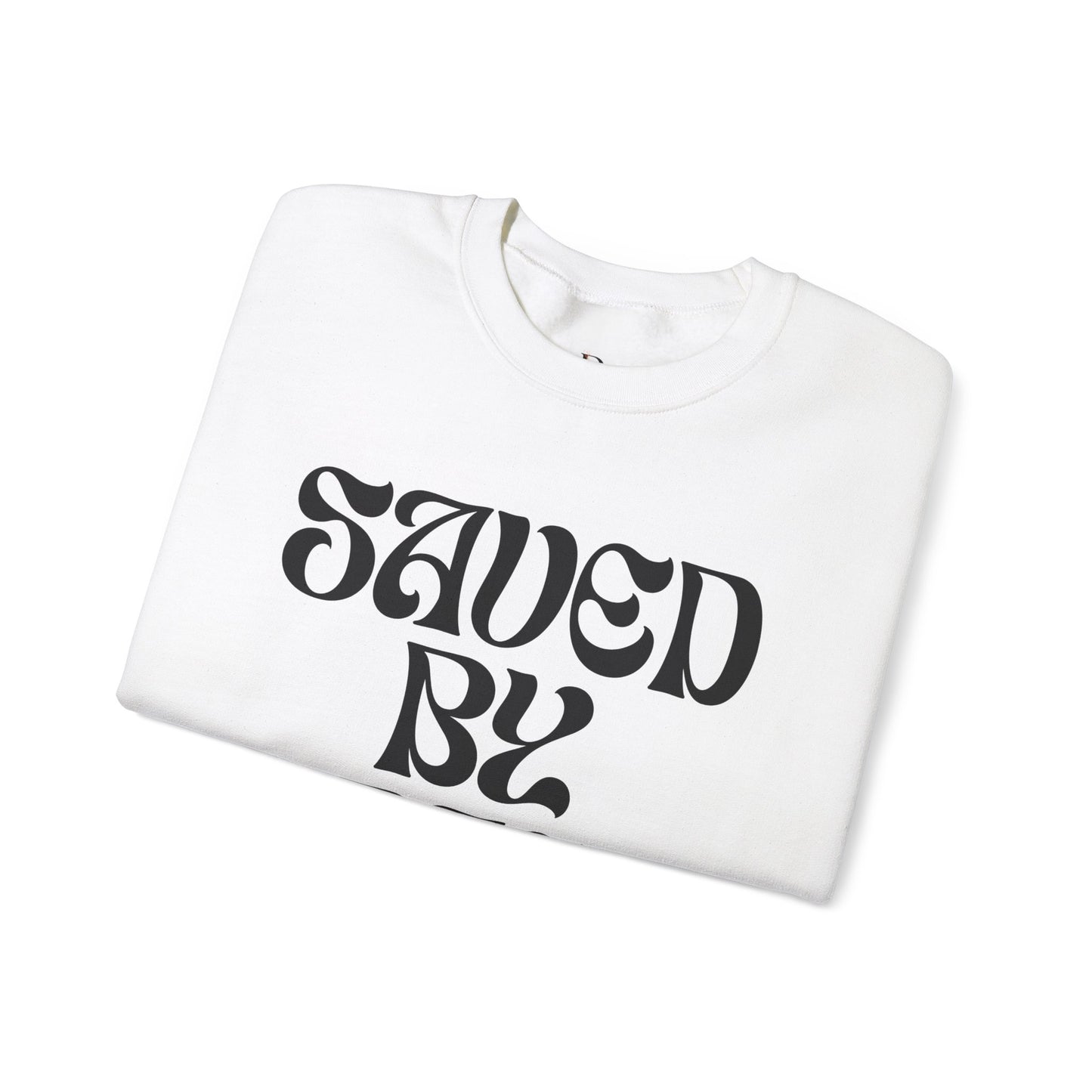 Saved by Grace (Black Letter) Unisex Heavy Blend™ Crewneck Sweatshirt