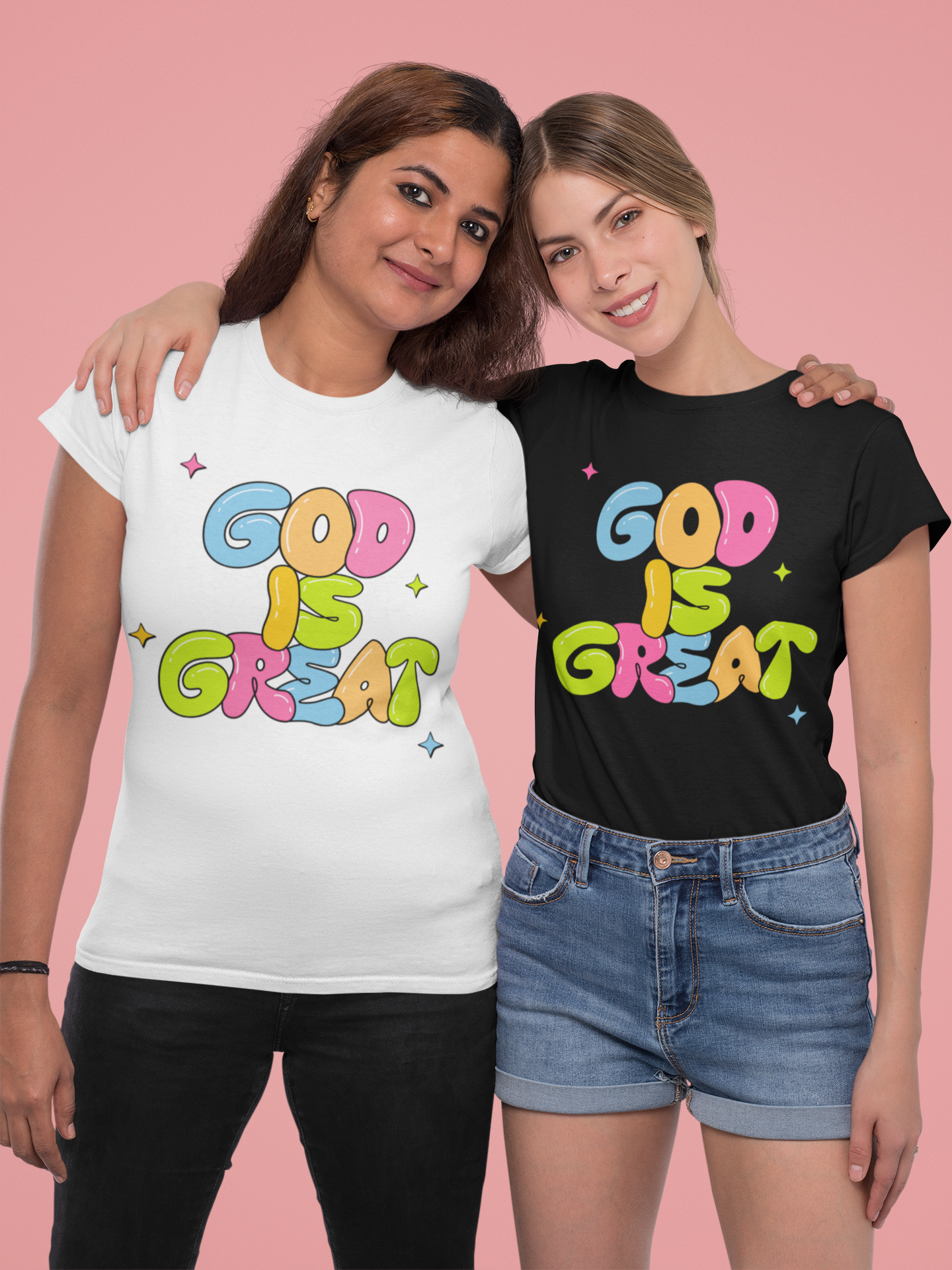 God is Great Bubble Letters Unisex Softstyle T-Shirt