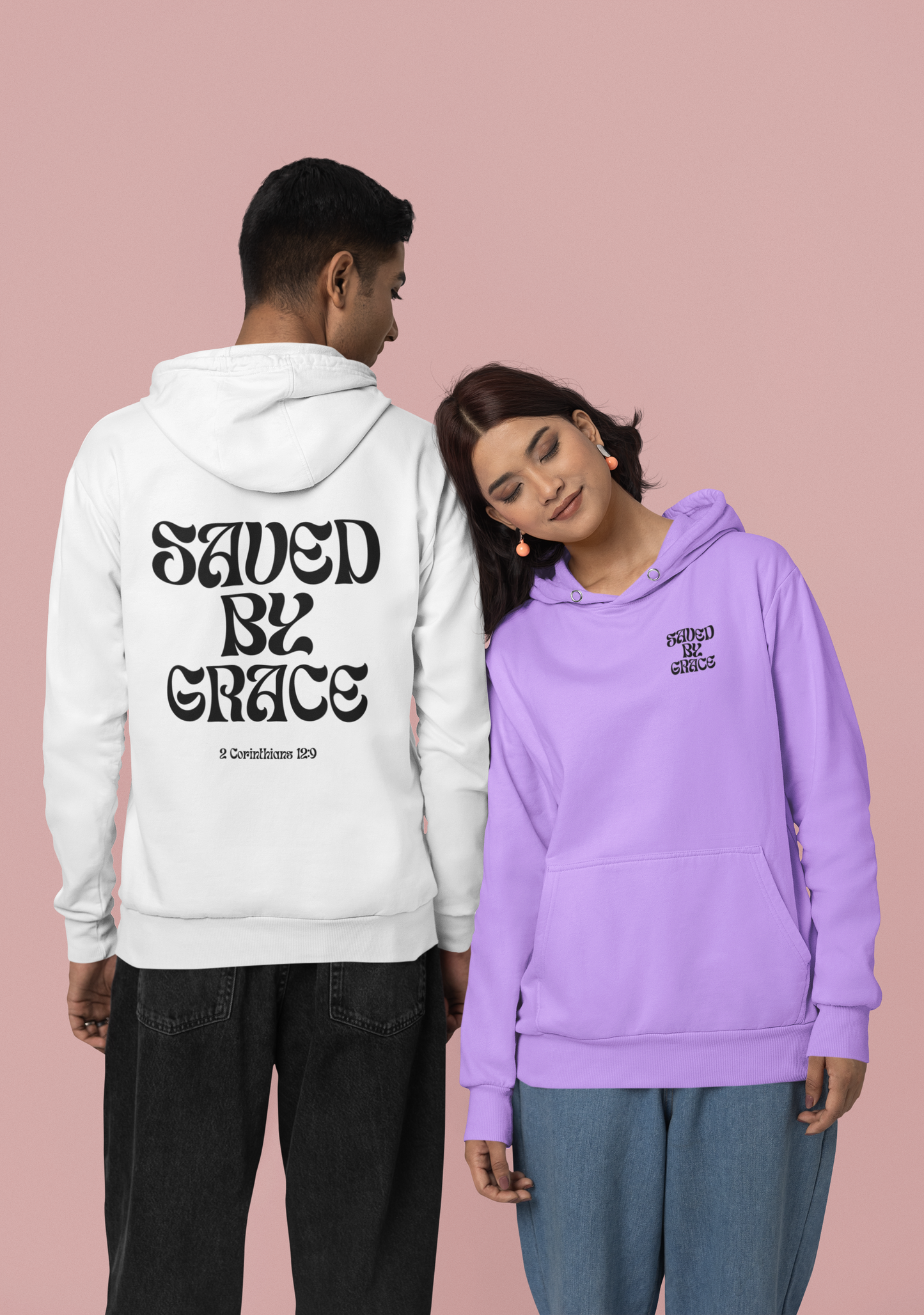 Saved by Grace (Black Letter) Unisex Heavy Blend™ Hooded Sweatshirt