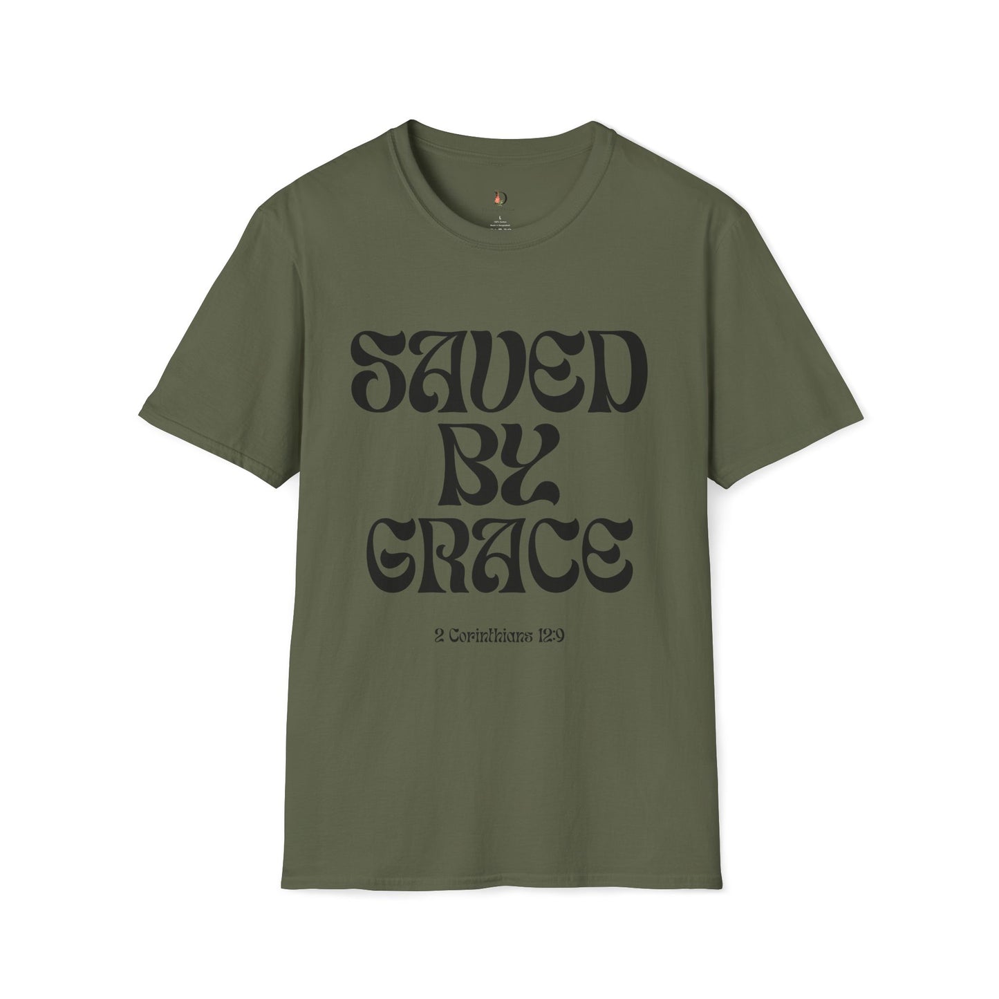 Saved by Grace (Black Letter) Unisex Softstyle T-Shirt