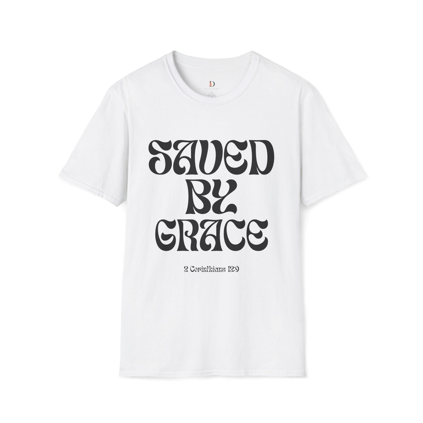 Saved by Grace (Black Letter) Unisex Softstyle T-Shirt