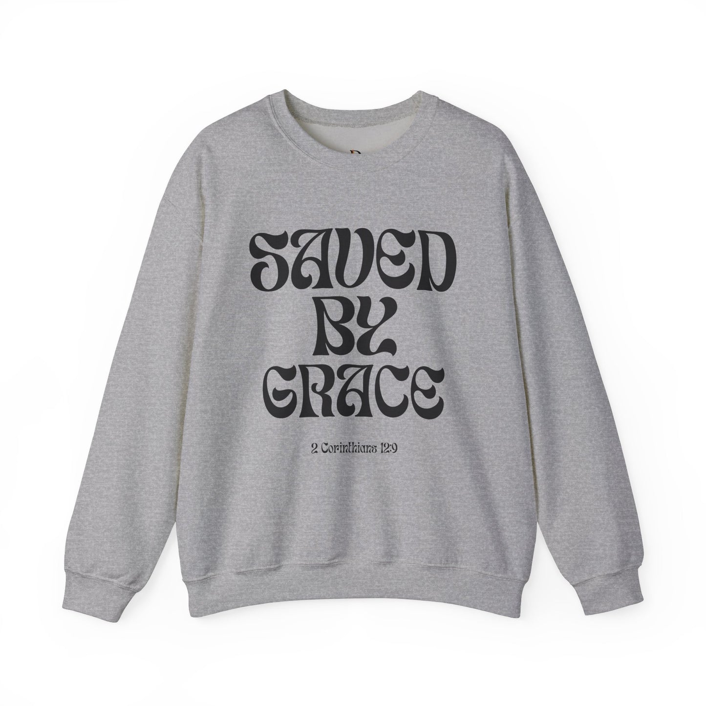 Saved by Grace (Black Letter) Unisex Heavy Blend™ Crewneck Sweatshirt