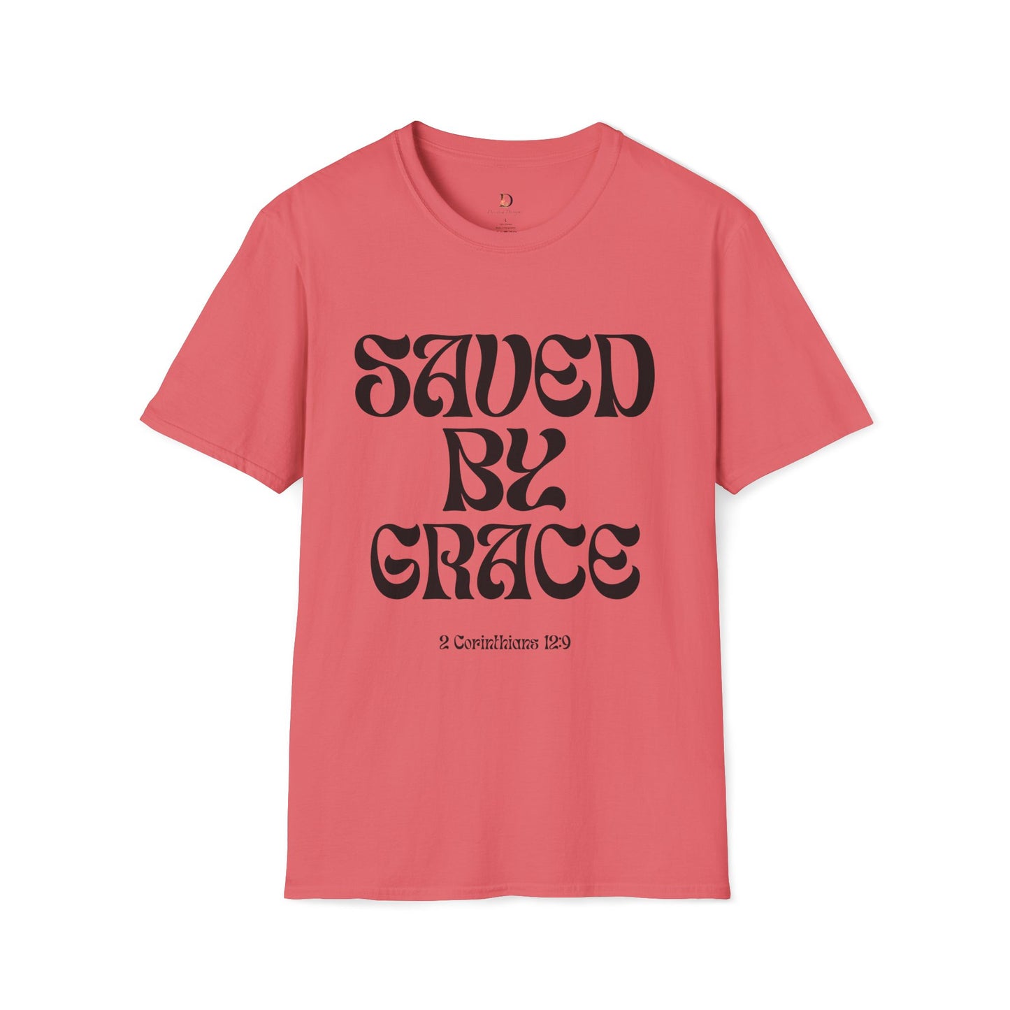 Saved by Grace (Black Letter) Unisex Softstyle T-Shirt