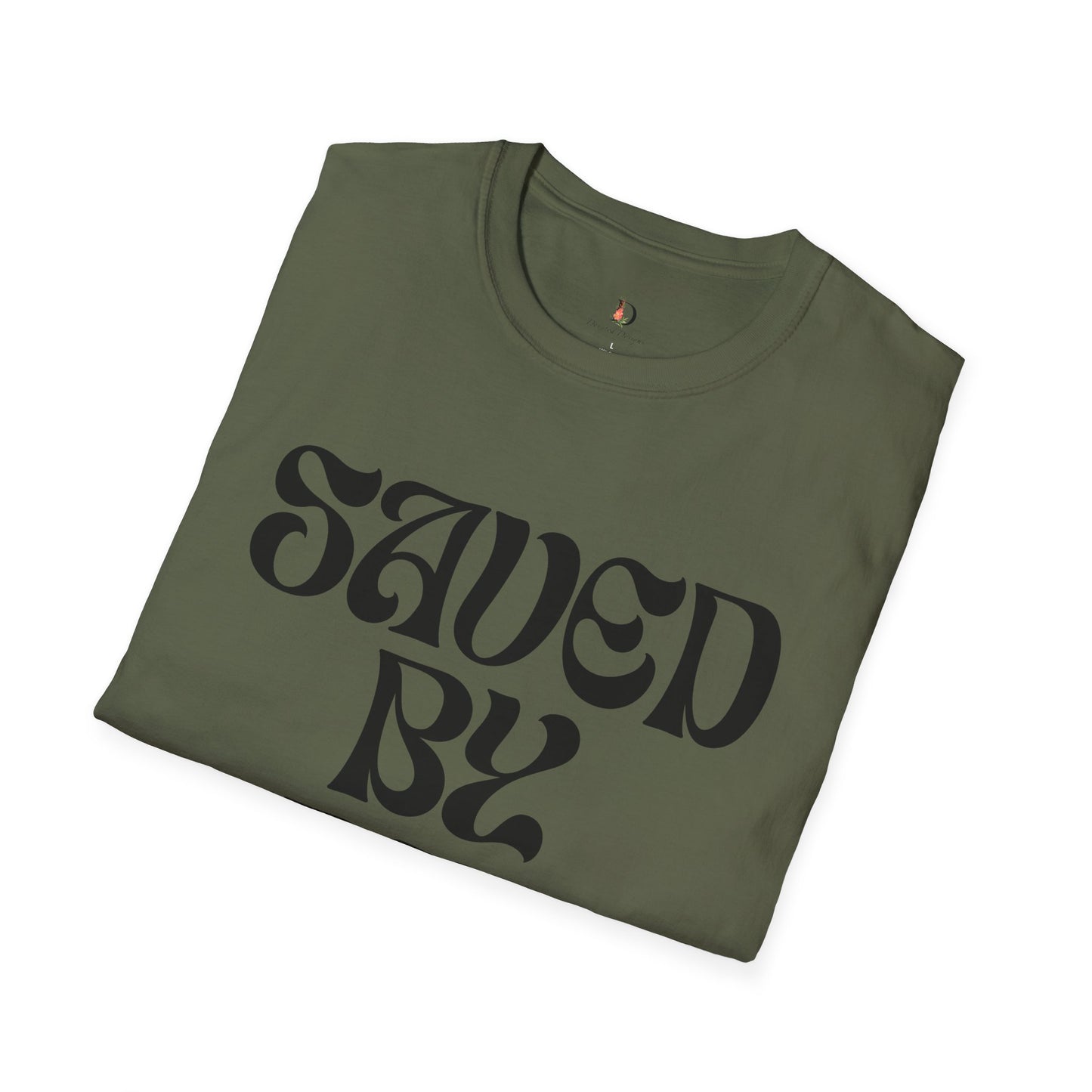 Saved by Grace (Black Letter) Unisex Softstyle T-Shirt
