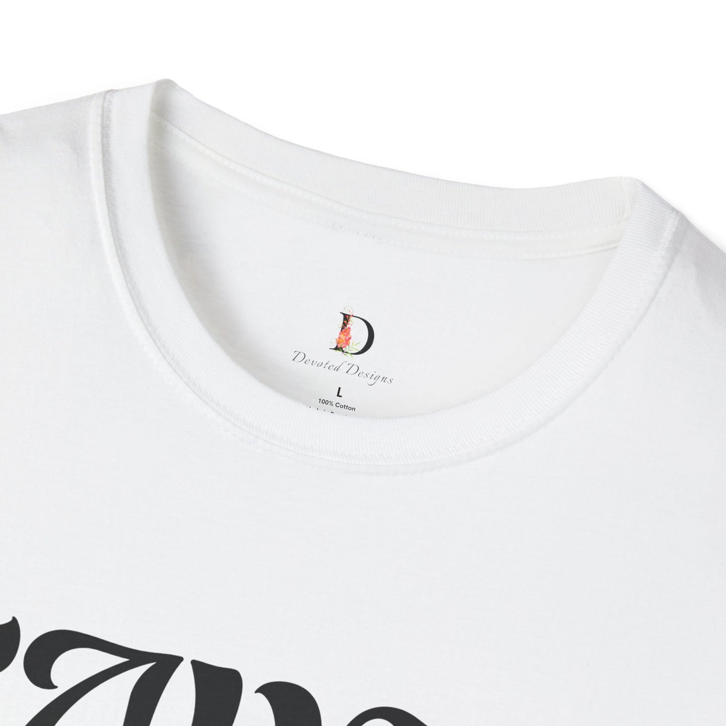 Saved by Grace (Black Letter) Unisex Softstyle T-Shirt