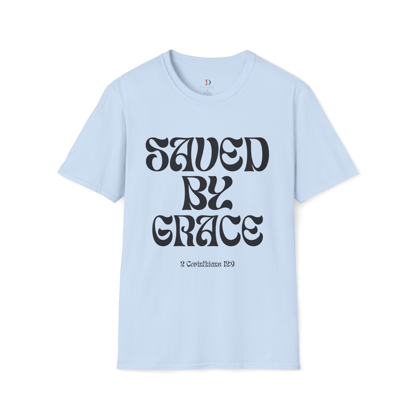 Saved by Grace (Black Letter) Unisex Softstyle T-Shirt