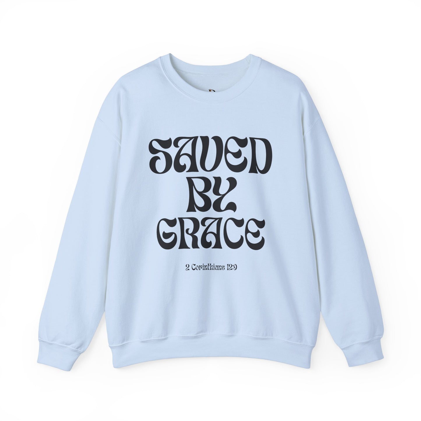 Saved by Grace (Black Letter) Unisex Heavy Blend™ Crewneck Sweatshirt