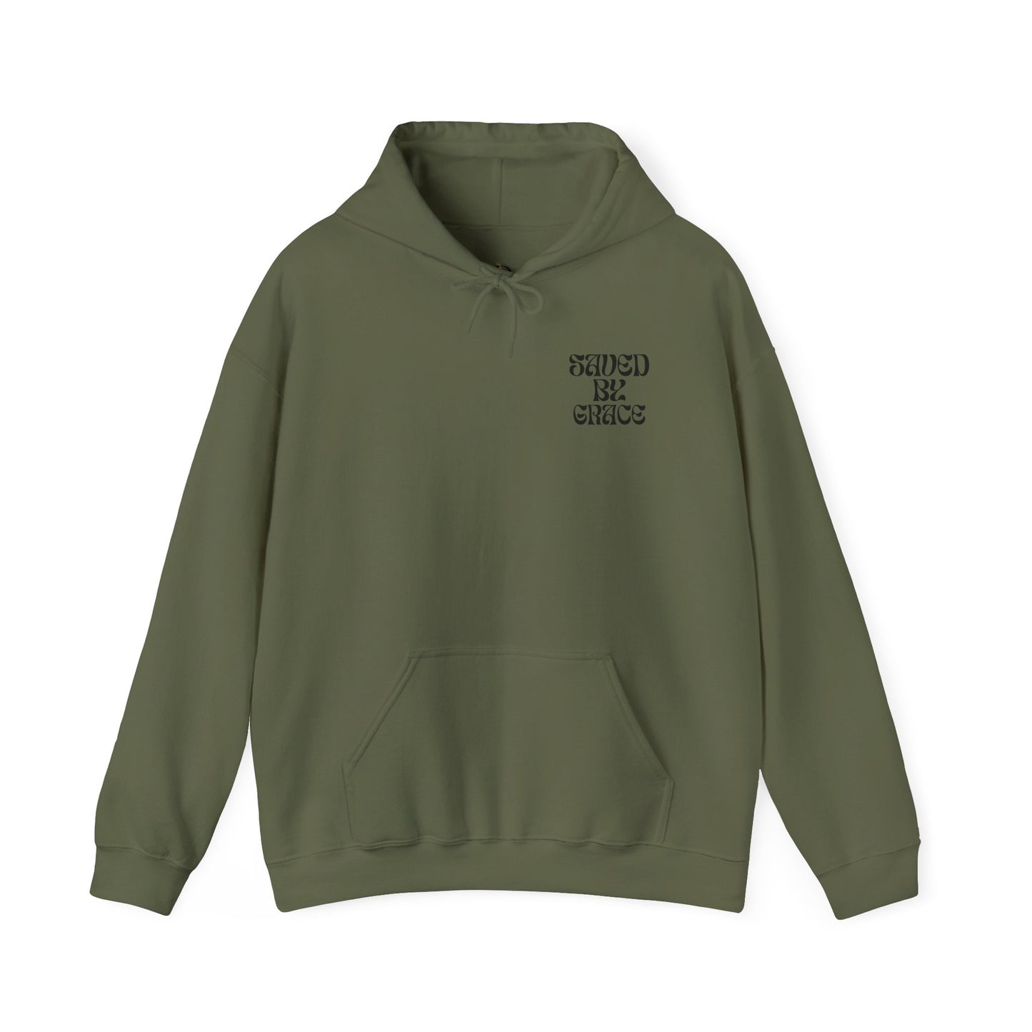 Saved by Grace (Black Letter) Unisex Heavy Blend™ Hooded Sweatshirt