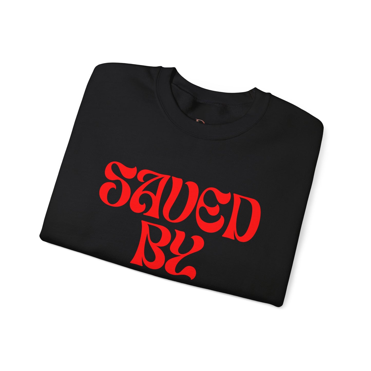 Saved by Grace (Black & Red) Unisex Heavy Blend™ Crewneck Sweatshirt