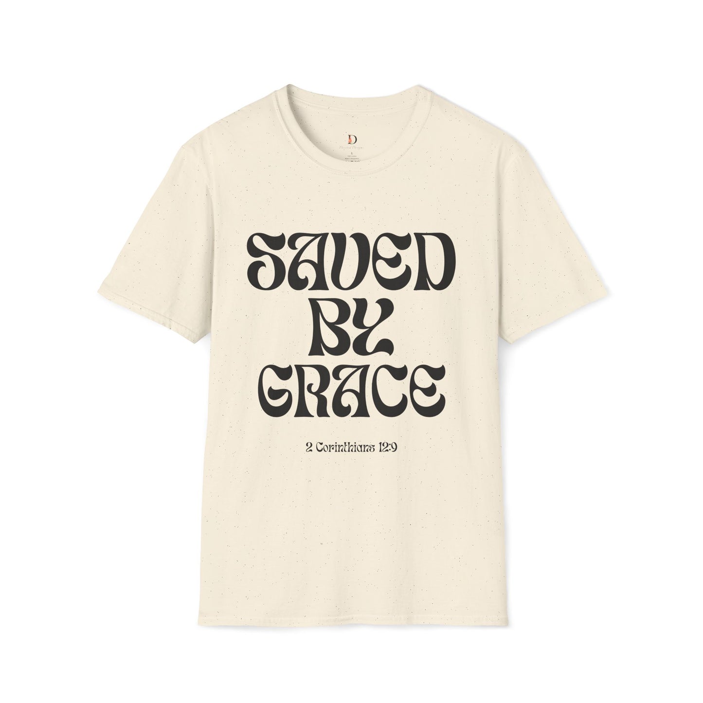 Saved by Grace (Black Letter) Unisex Softstyle T-Shirt