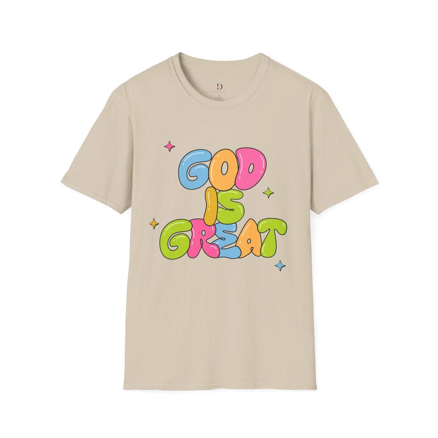 God is Great Bubble Letters Unisex Softstyle T-Shirt