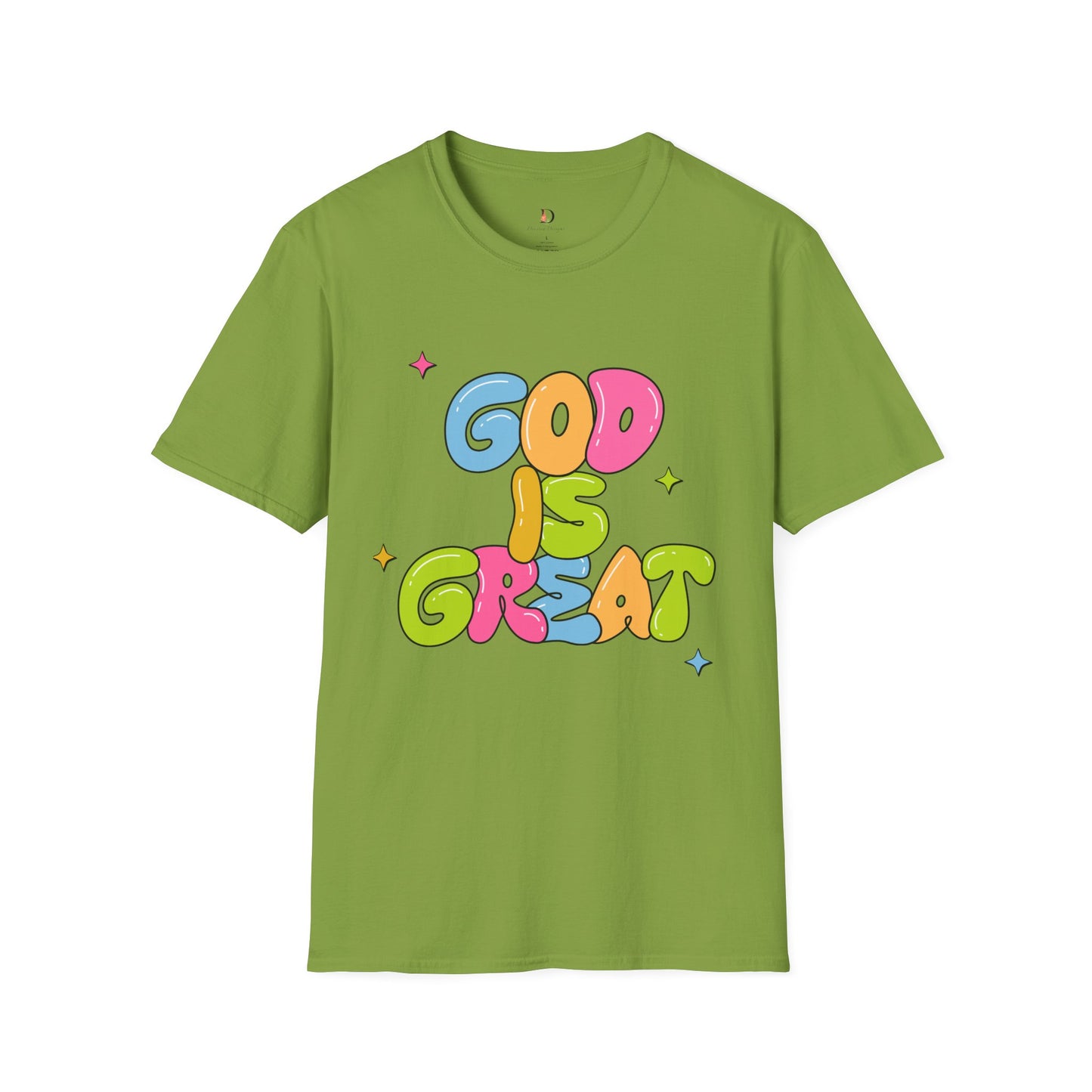 God is Great Bubble Letters Unisex Softstyle T-Shirt
