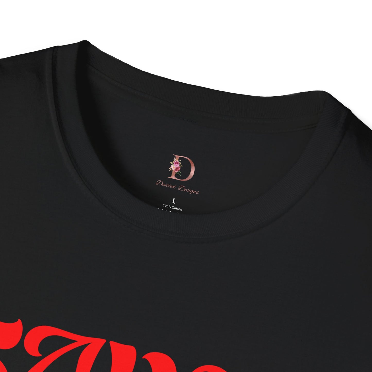 Saved by Grace (Black & Red) Unisex Softstyle T-Shirt