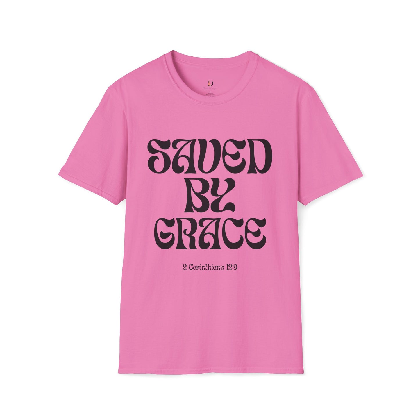 Saved by Grace (Black Letter) Unisex Softstyle T-Shirt
